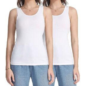 Wirarpa Women's Tank Tops Cotton Undershirts Tops Top Comfy Camis Base Layer 2-Pack