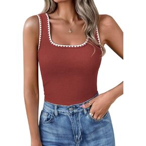Yousify Women’s Square Neck Tank Tops 2025 Summer Sleeveless Shirts Casual Slim Fitted Color Block Ribbed Tanks in Kuwait