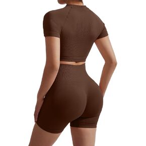 RXRXCOCO HIDDEN SCRUNCH BUTT SETS FOR Women 2 قطعة قمم محصول سروال شورت غنائم تلائم ملابس اليوغا الصالة الرياضية
