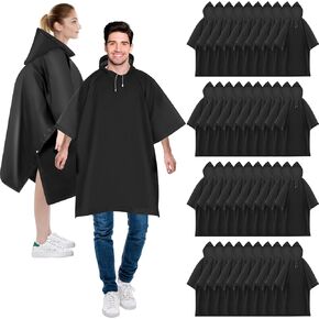Zhehao 40 Pcs Rain Ponchos Bulk for Adults Homeless Unisex Reusable Rain Ponchos Raincoat with Drawstring Hood Waterproof Portable Raincoats Jacket for Men Women