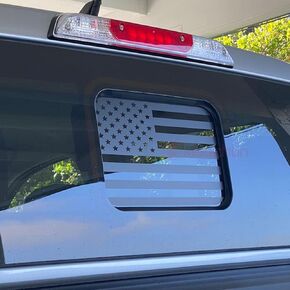 Rear Middle Window American Flag Decal for Ford Ranger 2018-2022 2023 2024 2025, Back Centre Sliding Window Glass USA Flag Vinyl Sticker (Matte Black)
