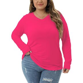 قمم jnc plus حجم للنساء الأكمام الطويلة ضد القمصان الرقبة