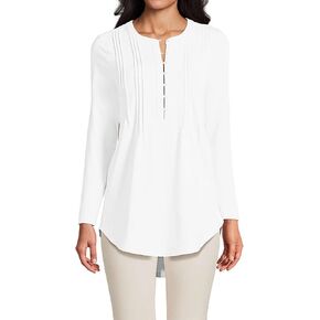 Sunnow Women's Long Sleeve Lattice Pintuck Tunic Top Top Stepratty Disual Disual Related Fit Fit Fit مع تفاصيل زر للنساء