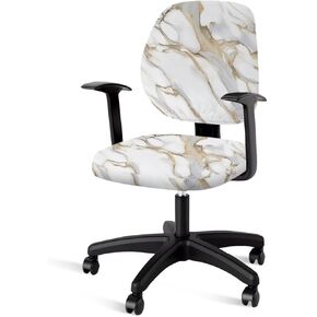 Marble Print Office Chair Cover Standard Size, Comfy Breathable Office Chair Slipcover 2 Pack, Anti-Dust Decorative Computer Desk Chair Cover for Home & Office