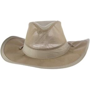 Dorfman Pacific Co. Men's 3 Piece Suplex Pinch Front Safari Hat, Khaki, Large