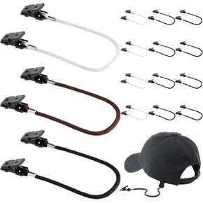 Ramede 12 Pcs Hats Strap Holder Clip for Travel Hats on Bag,Clip Retainer for Sun Caps, Baseball, Fishing Caps, 10 Inch