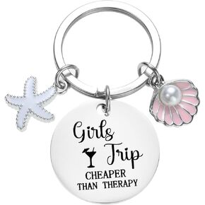 Travel Trip Getaway Keychain,Travel Gift,Starfish Shell Beach Keychain for Women