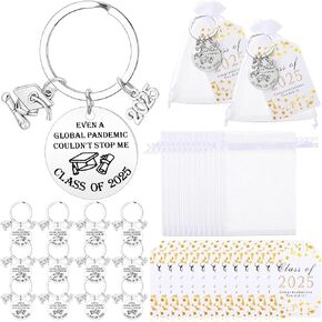 Sureio 36 Pcs Graduation Gifts Class of 2025 Graduation Keychain with Organza Bags Thank You Cards Senior 2025 Graduation Gifts for University High School Graduate Souvenir