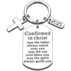 Confirmation Gifts for Teenage Boys, Confirmed in Christ Keychain, Bible Stuff, Cross Key Chain, Christian Gift for Girls Women, Gifts for Goddaughter, Catholic Confirmation Gift Ideas