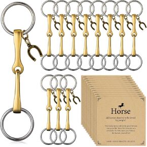 Tondiamo 12 set Lucky Horseshoe keychain fearsestrian Gifts Horse the Horse Horse Bit Bey Bey Bead مع بطاقات تحية Snaffle Bit Charm