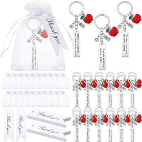Kigeli 72 Pcs Teacher Appreciation Keychain Gift 2025 Thank You Teacher Keychain with 24 Appreciation Tags White Organza Bags