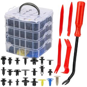 240 PCS Clips Clips Car Clips مسامير بلاستيكية من 12 أحجامًا شعبية و 5 أدوات التثبيت المزيلات الثابت