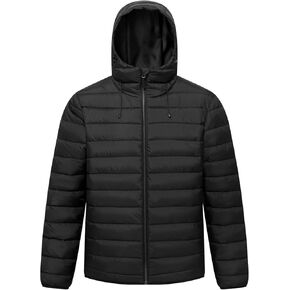 Men’s Lightweight Puffer Hooded Jacket Water Resistant Full Zip Insulated Warm Winter Coats in Kuwait