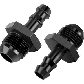 2pcs مستقيم 8an الذكور المضيئة إلى 5/16 "نهاية تركيب خرطوم القفل نهاية لخط الوقود المطاطي ، موصل أنودوانيوم الأسود الصلب ، إكسسوارات السيارات مناسبة لتعديل خط زيت الوقود المركبة