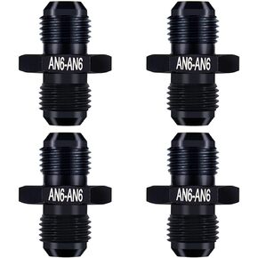 Straight 6AN to 6AN Male Flare Coupler Union Fuel Hose Adapter Fitting Aluminum Black 4PCS