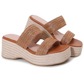 Platform Slip on Espadrille Sandals for Women Clear Strap Stylish Wedges Slides Sandals Dressy Platform Open Toe Beach Sandals