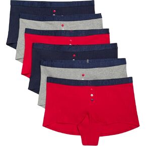 Tommy Hilfiger Women's Logo Waistband Cotton Ribbed Boyshort 6 Pack