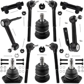 12Pc Steering Idler Arm + Inner Outer Tie Rod Ends + Adjusting Sleeve + Upper Lower Ball Joints Fit For Chevrolet Astro For GMC Safari 1990-2005 K6366T K6365T ES2019 ES2020 ES2004 K5208 K6141