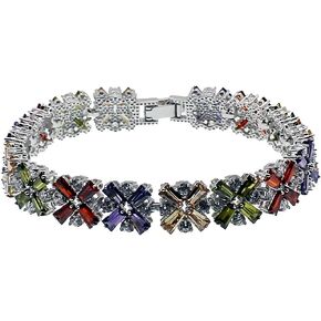 أزياء المجوهرات تنس سوار العقيق الزمرد بالميثيست morganite peridot بيضاء توباز الفضة المطلي 7 بوصة (الأحجار الكريمة المتعددة)