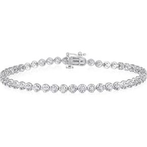 1 to 3 Carat Lab Grown Diamond Tennis Bracelet for Women - 14k White Gold Bracelet for Her (D-E, VS1-VS2, 1.00 to 3.00 cttw) 7 Inches Long with Box With Tongue and Safety