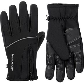 isotoner Men’s Neoprene Sport Gloves with Zipper Closure, Touchscreen Compatibility and Water Repellency