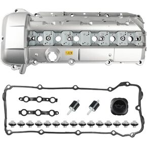 WATERWICH Aluminium Valve Cover kit Compatible with BMW 323i 325i 328i 330i 525i 528i 530i X5 Z3 M52 2.5L 2.8L/ M54 2.5L 3.0L Replacement for 11121432928