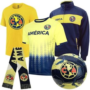 Icon Sports Officially Licensed Club America Ultimate Fan Pack, 5-Piece Soccer Set - Jacket, T-Shirts, Scarf & Soccer Ball