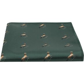 King & Priory Dark Green Embroidered Horse Pocket Square, Handkerchief