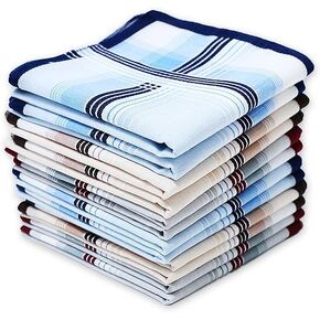 Mens Classic Stripe Pattern 100 ٪ Cotton Clankerchiefs Gift Set 16x16