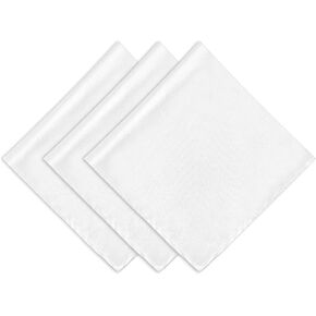 3 PCS Pocket Square for Men, White Classic Handkerchiefs for Men, 8.6 Inches Suit Handkerchief Soft Hankies for Wedding Party Christmas Father's Day Gifts