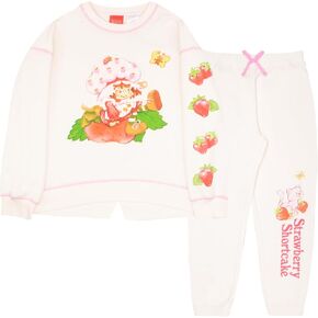Isaac Morris Limited Strawberry Shortcake Girl's 2-Piece Shirt and Pants Set - Crewneck Sweatshirt & Joggers Bundle for Kids