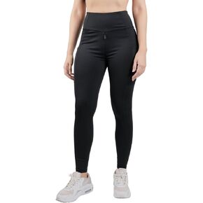 Black Leggings Women with Crotch Zipper | Yoga or Travel Outfits | Workout Leggings for Women with Side Pockets | Fit & Leisure Elite Tights, Black - Medium