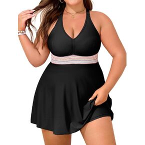 NIeyook Womens Plus Size Swimsuits 2 Piece Color Block Tankini Tummy Control Bathing Suits with High Waist Shorts 2025