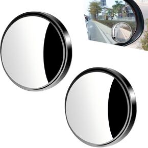 2 PCS SPOT SPOT مرآة مستديرة صغيرة ، 360 درجة مجانية قابلة للتعديل عالي الدقة عالي المساعدة الإضافة مرآة الرؤية الخلفية ، ملحق ضبط لمعظم شاحنات السيارات (أسود)