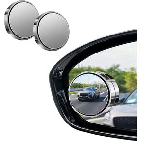 2PCS Blind Spot Mirror, Small Mirror for Car, 360° Wide Angle Side View Mirror with ABS Anti-collision Shell, Car Accessories HD Glass Convex Rear View Mirror Universal for Car SUV (Silver)