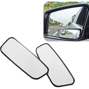 Pack-2 Car Rectangular Rearview Blind Spot Mirror, 3.7" x 1.4" Adjustable Angle Parking Assist Mirror, Curved Wide-angle HD Mirror, Universal for Cars Side Rearview Mirror Accessory (Black)