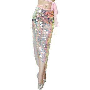 PURFUN Sparkly Big Sequins Hip Scarf Belt Triangle Belly Folk Tribal Dance Wrap Skirt Halloween Raves Beach Cover Up Skirt