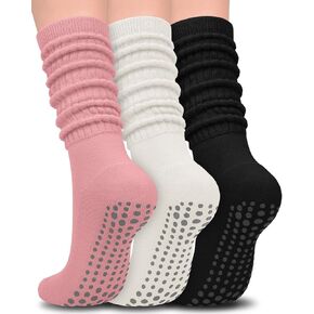 Slouch Grip Pilates Socks for Women ، Schepy Socks for Yoga Barre Hospital Hospital Long Scrunch Clipper Socks