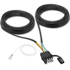 Gonice 22Ft 4 Pin Trailer Wiring Harness Kit with PVC Protective Sleeve, 4 Pin 5 Wire Plug for Enhanced Durability - Wishbond Trailer Wire Kit