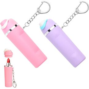 Keychain Lipbalm Holder for Owala, Mini Water Bottle Keychain Chapstick Holder Pink & Purple - 2 Pack