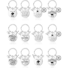 Sasylvia 12 Pcs 2025 Graduation Compass Keychain Inspirational Gift with Motivational Quote Go in the Direction of Your Dream(Stylish)