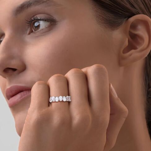 Pear Cut Half Eternity Band Rings for Women 7 Stone Engagement Ring 925 Sterling Silver Created Gemstone Ring Birthstone Rings Wedding Bands Size 6 to 10 in Saudi Arabia