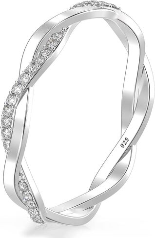 LeCalla 925 Sterling Silver Rings for Women | Round Cubic Zirconia Stackable Engagement Rings | Cubic Zirconia Wedding Band Promise Ring for Her | Ring Size 5-10No. in Saudi Arabia