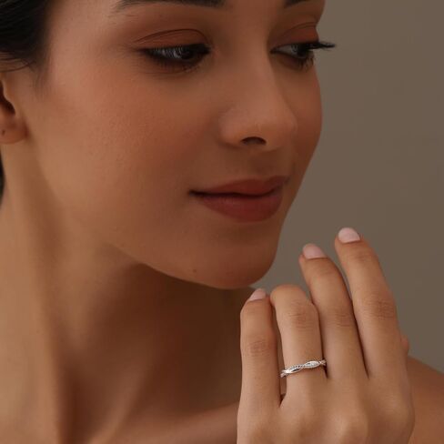 LeCalla 925 Sterling Silver Rings for Women | Round Cubic Zirconia Stackable Engagement Rings | Cubic Zirconia Wedding Band Promise Ring for Her | Ring Size 5-10No. in Saudi Arabia