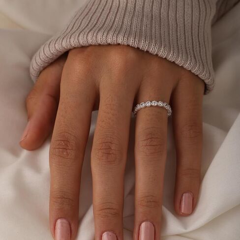 LeCalla 925 Sterling Silver Rings for Women | Round Cubic Zirconia Stackable Engagement Rings | Cubic Zirconia Wedding Band Promise Ring for Her | Ring Size 5-10No. in Saudi Arabia