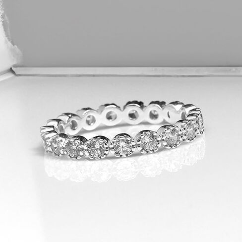 LeCalla 925 Sterling Silver Rings for Women | Round Cubic Zirconia Stackable Engagement Rings | Cubic Zirconia Wedding Band Promise Ring for Her | Ring Size 5-10No. in Saudi Arabia