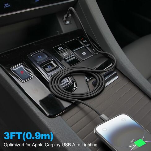 Car Apple Carplay Cable，USB A to Lightning Cable Compatible with iPhone 14 13 12 11 Pro Max XR XS X Charger Cord，Car Charging Cable in Saudi Arabia
