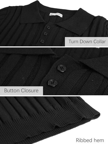 Les umes Mens Collared Shirts Short Sleeve Knitted Casual Polo Shirt V Neck Ribbed Soft Tees in Kuwait