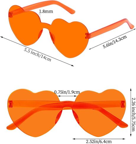 Fengek 30 Pcs Heart Shape Sunglasses Frameless Transparent Glasses Party Favors for Girls, Women in Kuwait