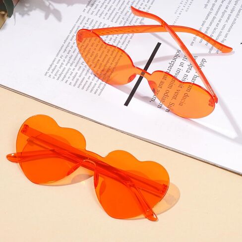 Fengek 30 Pcs Heart Shape Sunglasses Frameless Transparent Glasses Party Favors for Girls, Women in Kuwait